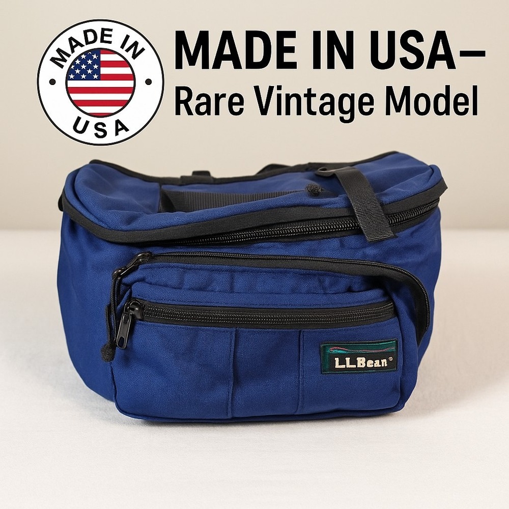 Vintage L.L. Bean Camera Shoulder Bag Blue USA Made | Adjustable Strap | Padded‎
